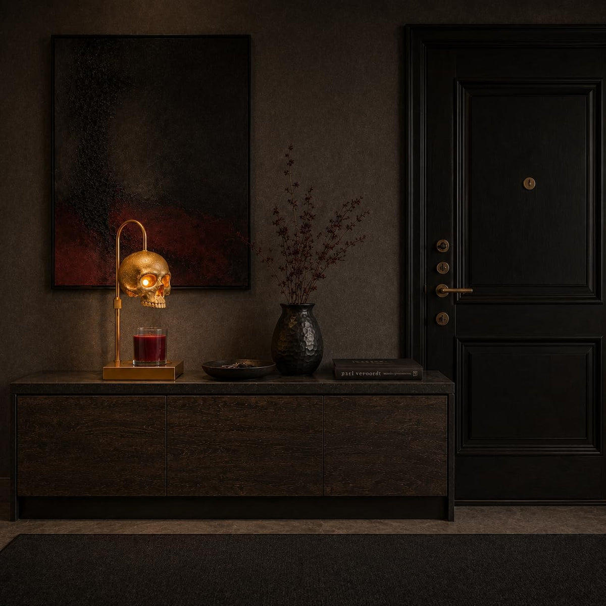 Golden Skull Candle Warmer Lamp with Timer & Dimmer – Gothic Decor