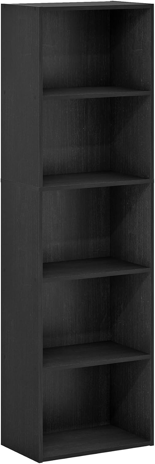 52" Tall 5 Tier Narrow Bookshelf – Closed Back Bookcase