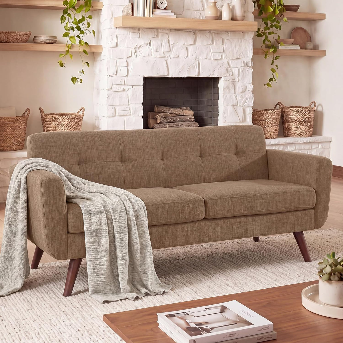 Small Loveseat Sofa for Living Room | 2-Seater Tufted Couch for Apartments