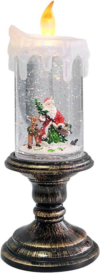 Halloween Snow Globe Candle | Spinning Glitter Flameless Candle with Timer