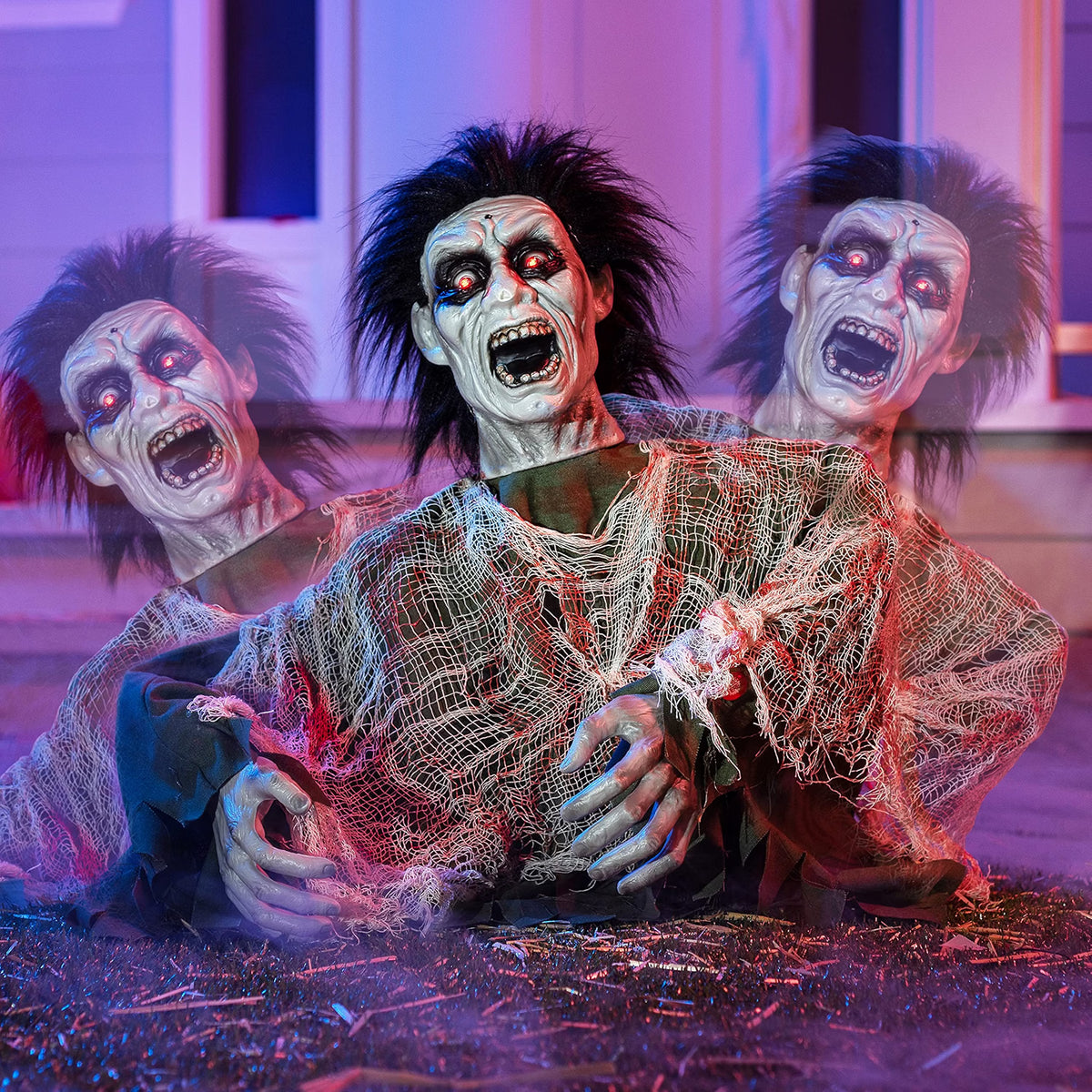Animated Zombie Groundbreaker – Light-Up Eyes, Sound-Activated Halloween Yard Decoration