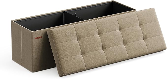 Storage Ottoman Bench 43" – Foldable Tufted Bench with 35 Gallon Storage