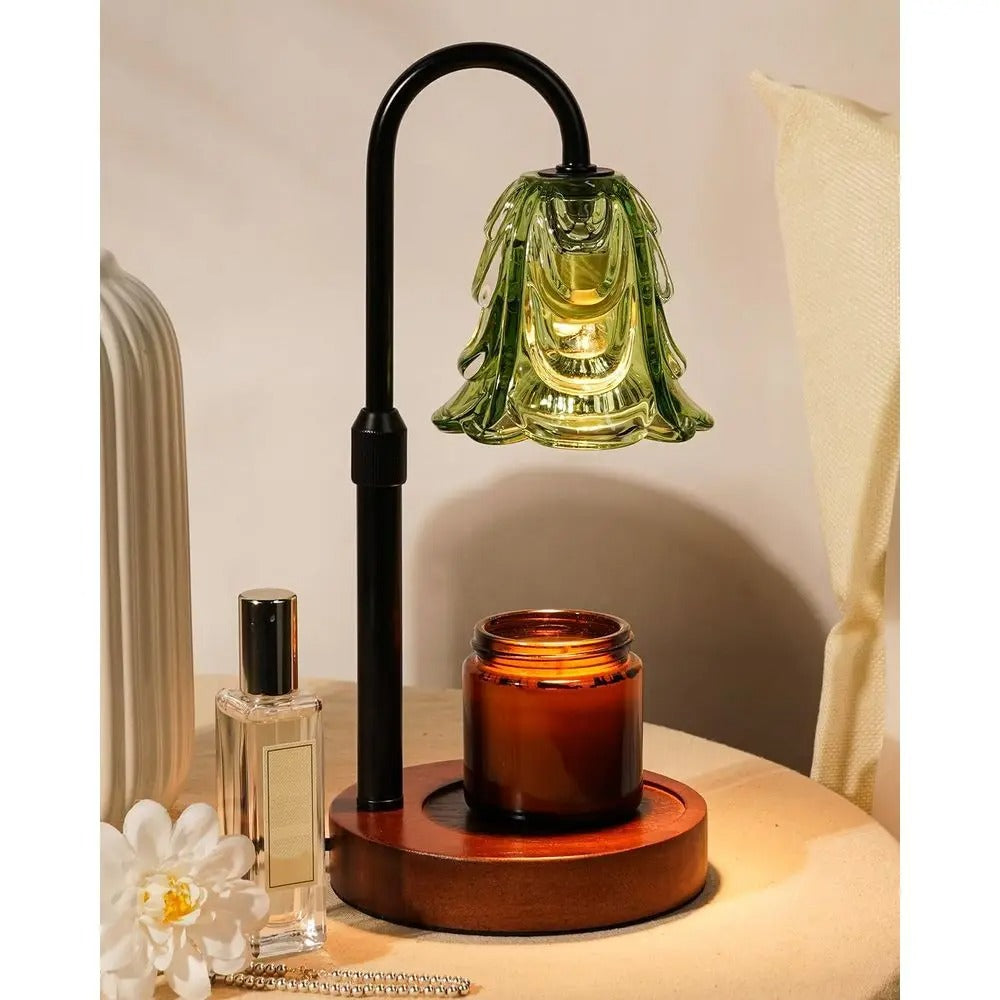 Green candle warmer lamp with timer and dimmer