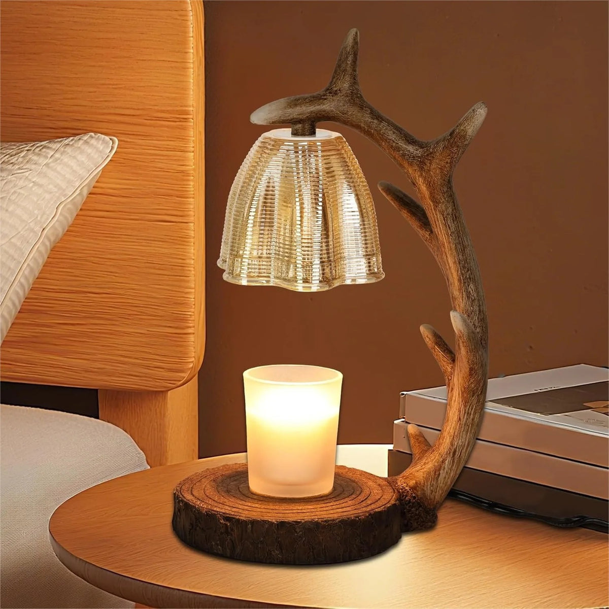Reindeer antler candle warmer lamp with timer