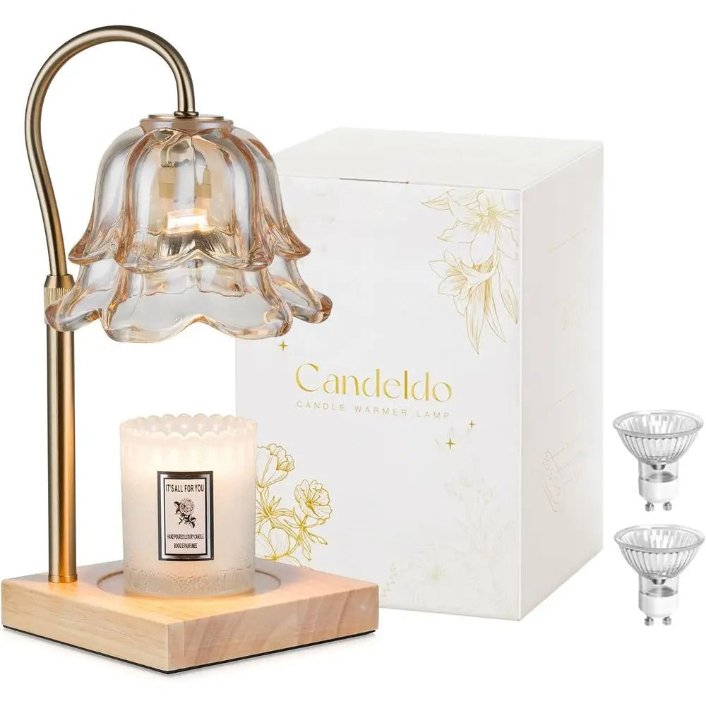 Gold candle warmer lamp with timer