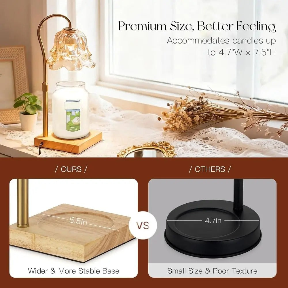 Candle Warmer Lamp with Timer | Gold Height Adjustable Wax Warmer
