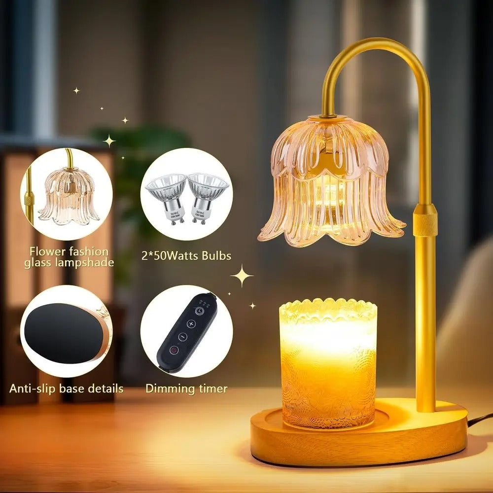 Electric Candle Warmer Lamp with Timer | Height Adjustable Dimmable Wax Melter