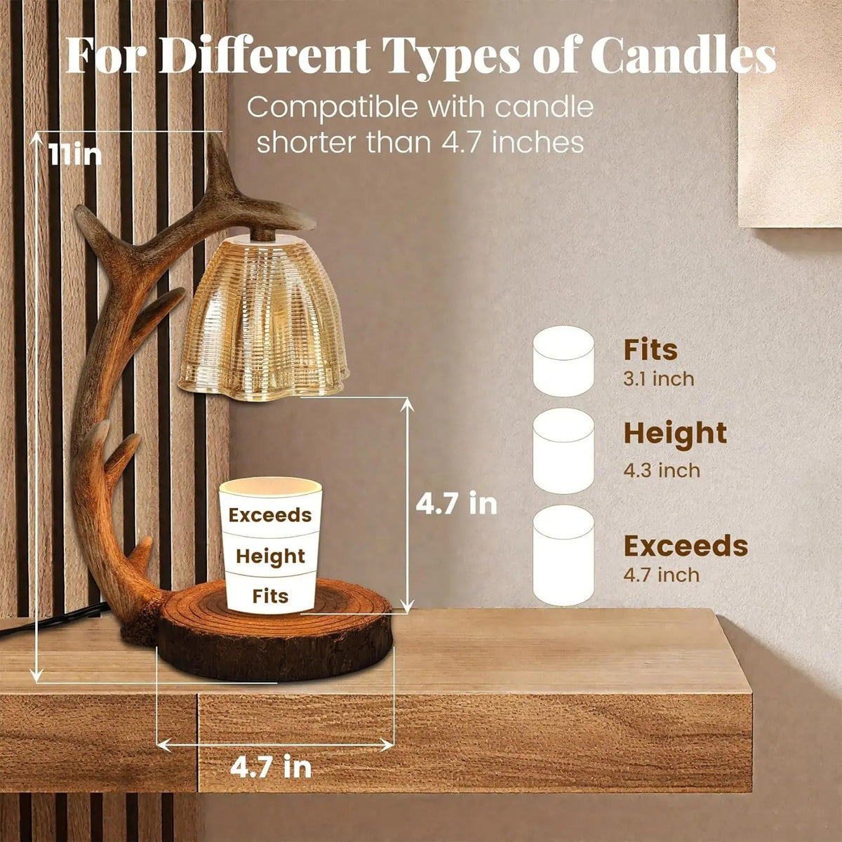 Reindeer Antler Candle Warmer Lamp | Dimmable Wax Warmer with Timer