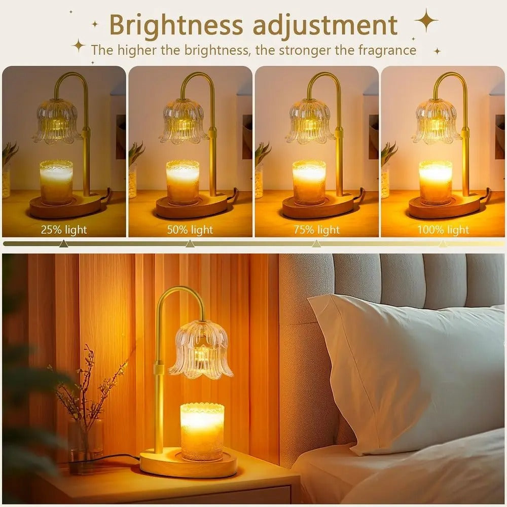 Electric Candle Warmer Lamp with Timer | Height Adjustable Dimmable Wax Melter