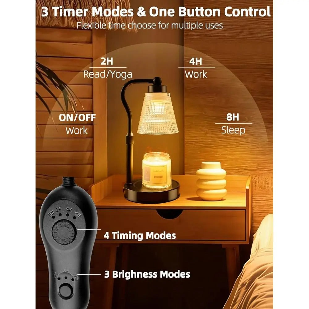 Candle Warmer Lamp with 2/4/8H Timer | Height Adjustable Dimmable Wax Melter
