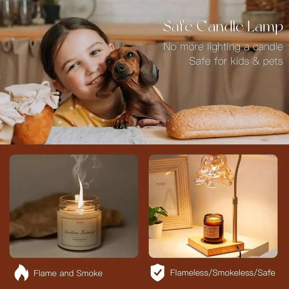 Candle Warmer Lamp with Timer | Gold Height Adjustable Wax Warmer