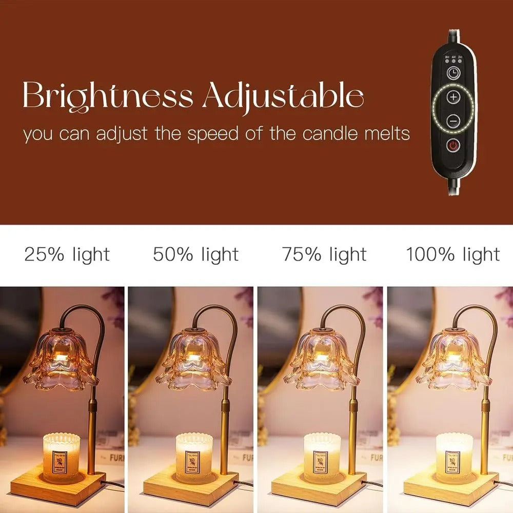 Candle Warmer Lamp with Timer | Gold Height Adjustable Wax Warmer