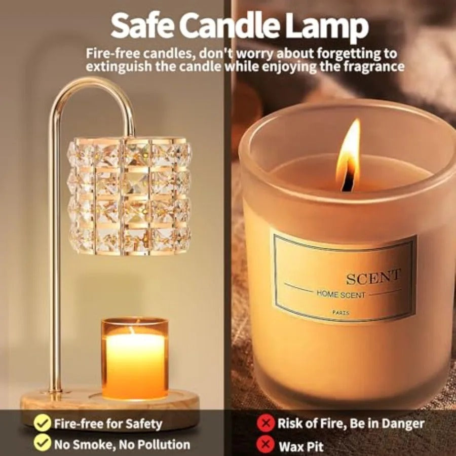 Candle Warmer Lamp with 7-Level Dimmer | Glass Shade, Timer & 2 Bulbs