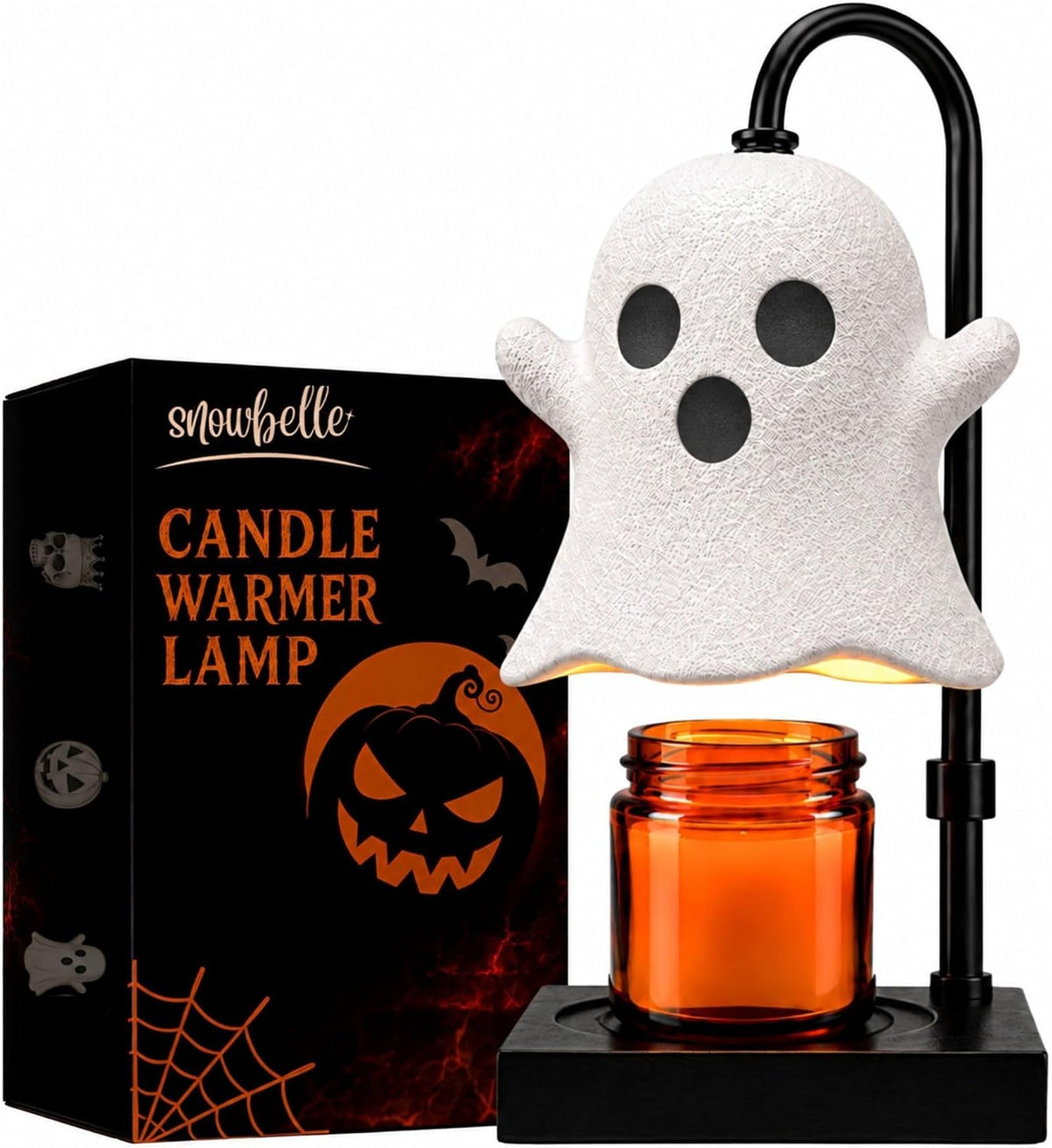 White resin ghost candle warmer lamp with timer and dimmer