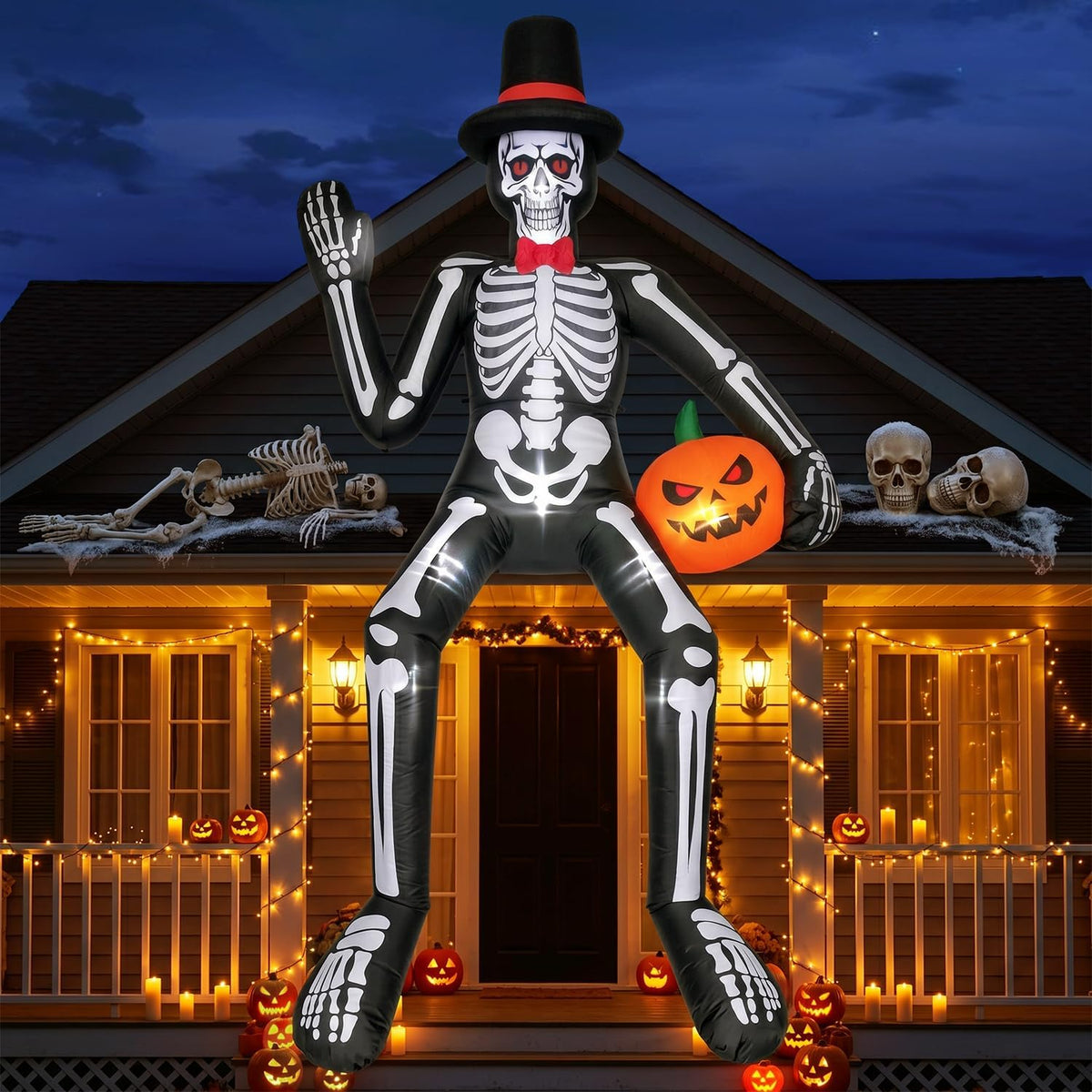 14FT Halloween Inflatable Skeleton | Giant Outdoor Yard Decoration with LED Lights