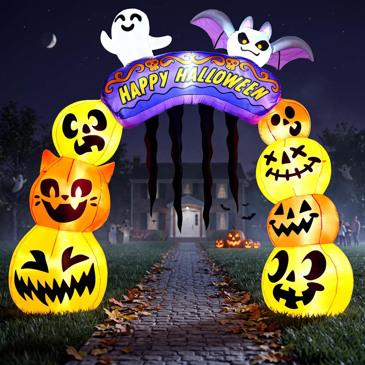 8FT Halloween Inflatable Pumpkin Archway | UL Certified Outdoor Yard Decoration