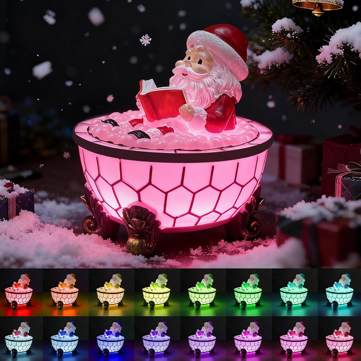 Santa Claus Bubble Bath Lamp | Christmas Reading Figurine Night Light