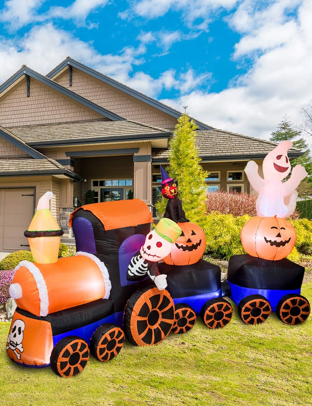 9FT Halloween Inflatable Train | Outdoor Yard Decoration with Ghosts & Pumpkin