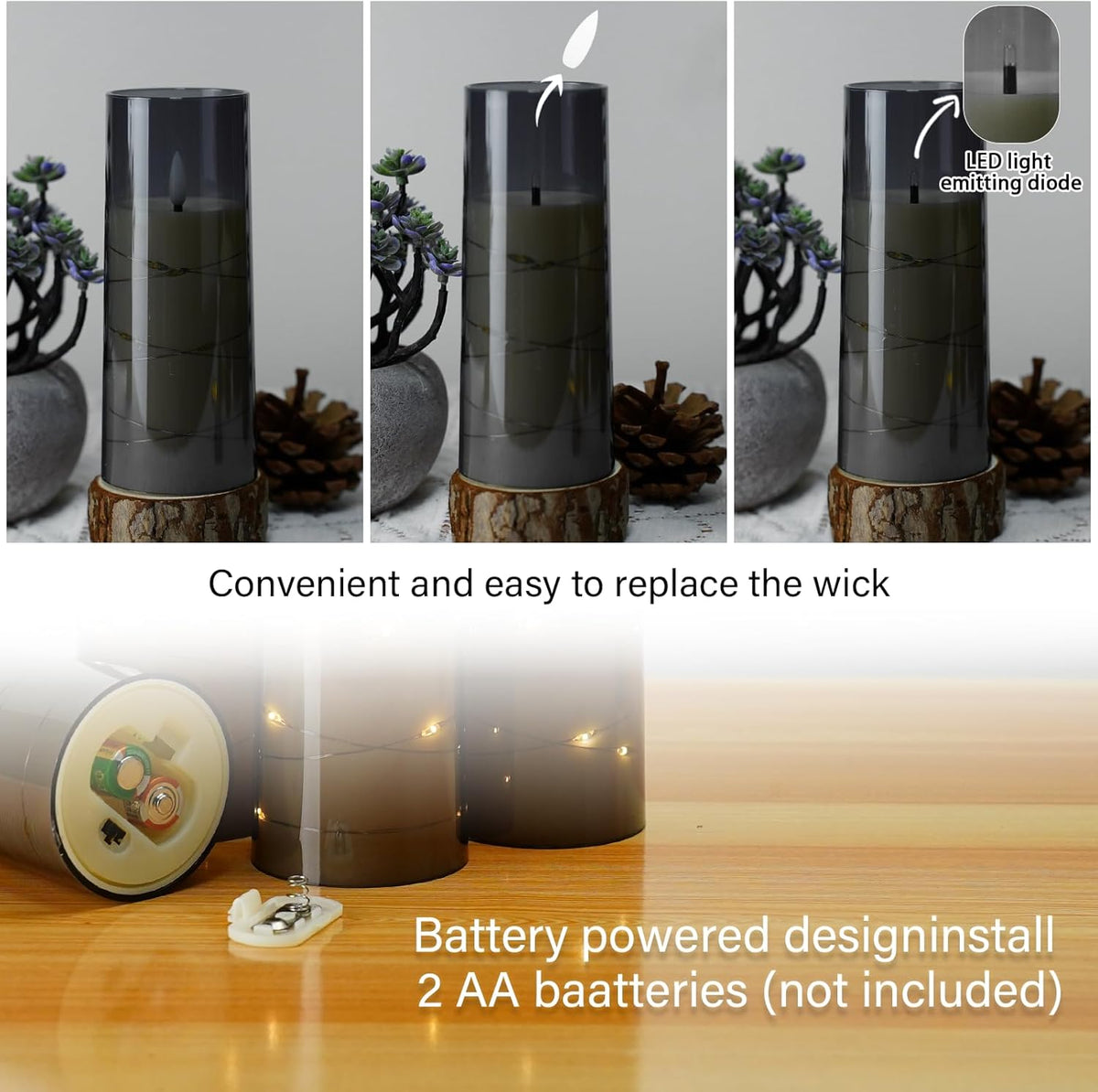 Flameless LED Candles Set of 5 | Flickering Battery Candles with Timer