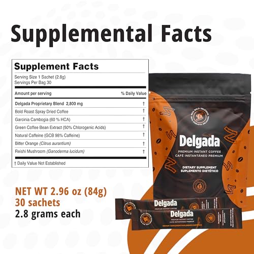 Delgada Instant Coffee 30 Sachets | Caramel Flavour with Mushroom Blend