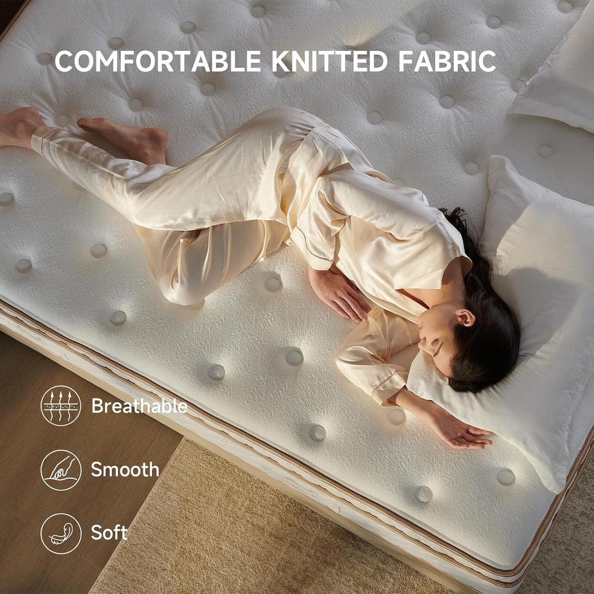 12 Inch Queen Hybrid Mattress – Medium Firm Gel Foam & Pocket Coils for Couples