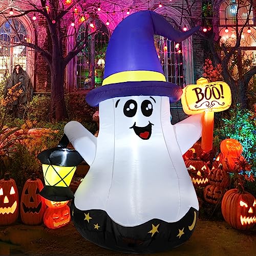 5ft Halloween inflatable wizard ghost with hand-held lantern