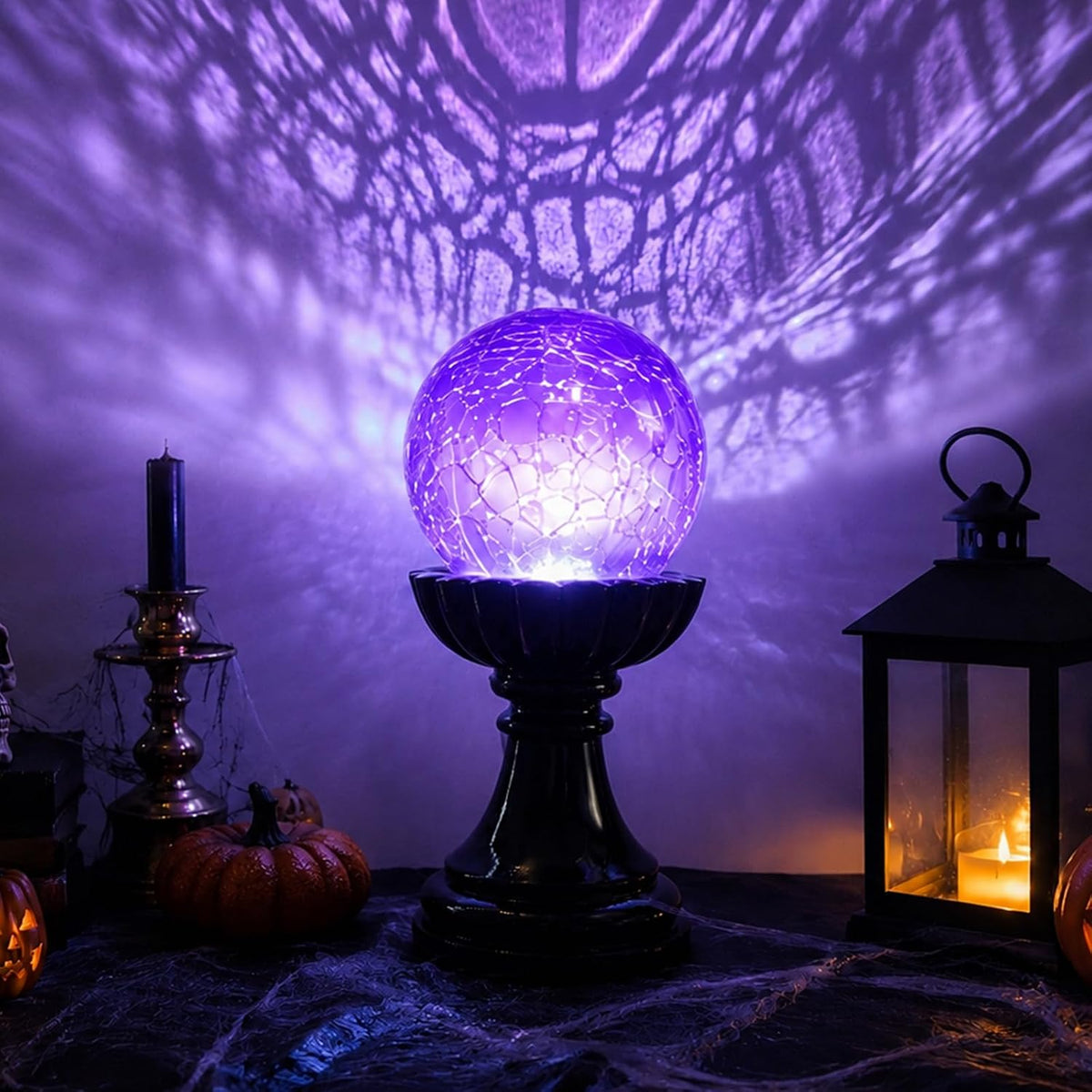 Halloween Crystal Ball Light | Purple LED Witch Decor Lamp for Indoor Decorations