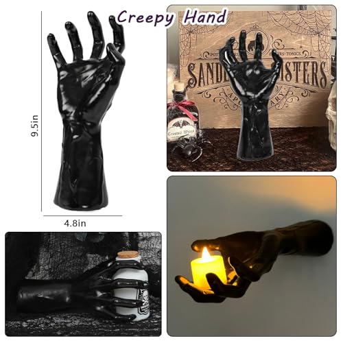 Creepy Hands with Candles Wall Decor – 3-Piece Halloween Set