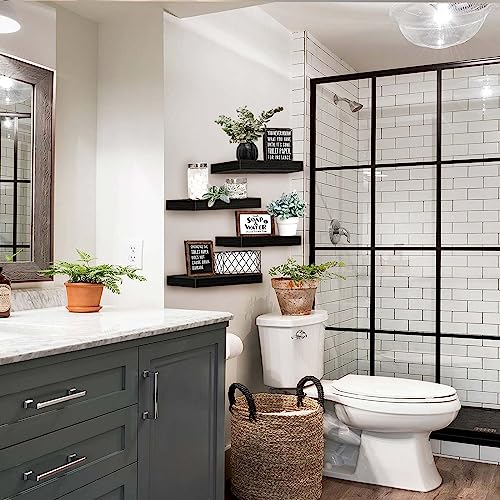 Set of 4 Floating Wall Shelves – 15.7" with Hidden Brackets
