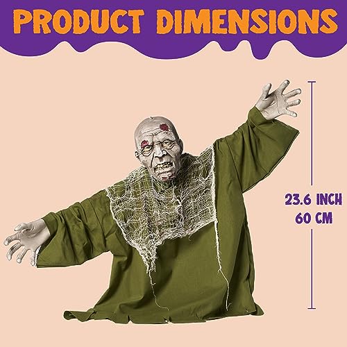 Animated Zombie Groundbreaker – Light-Up Eyes, Sound-Activated Halloween Yard Decoration