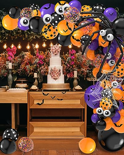126pc Halloween Balloon Garland Arch Kit with Bat & Spider Web Decor