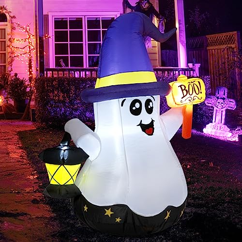 Halloween Inflatable Wizard Ghost 5FT | Outdoor Yard Decoration with LED Lights