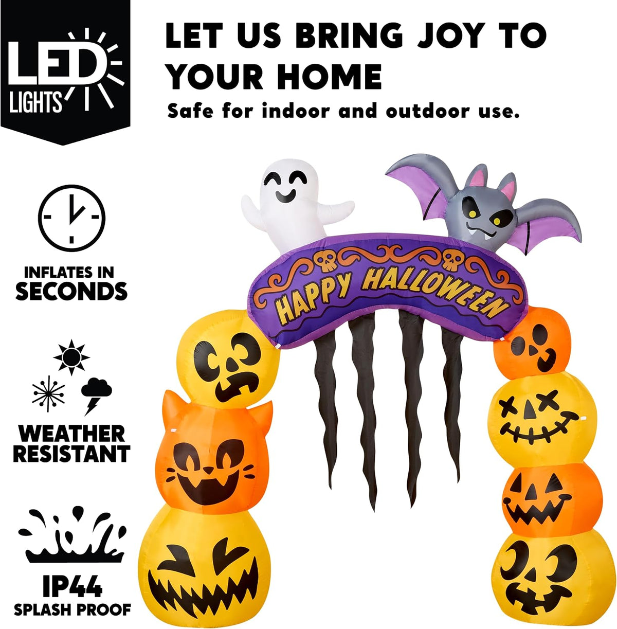 8FT Halloween Inflatable Pumpkin Archway | UL Certified Outdoor Yard Decoration