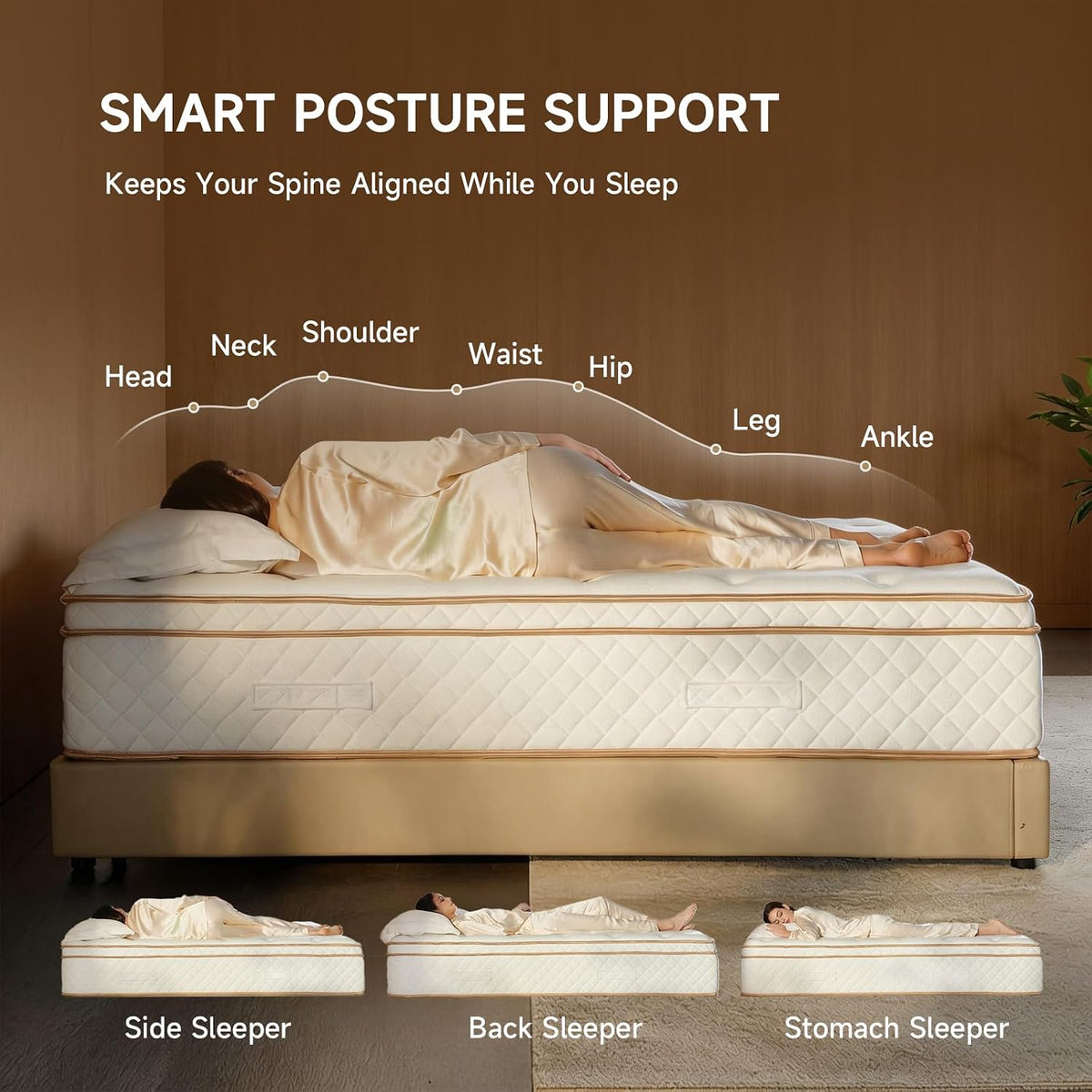 12 Inch Queen Hybrid Mattress – Medium Firm Gel Foam & Pocket Coils for Couples