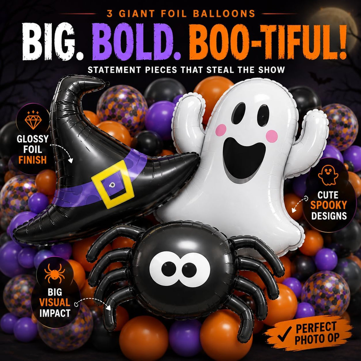 156pc Halloween Balloon Arch Kit with Spider Webs & Themed Balloons