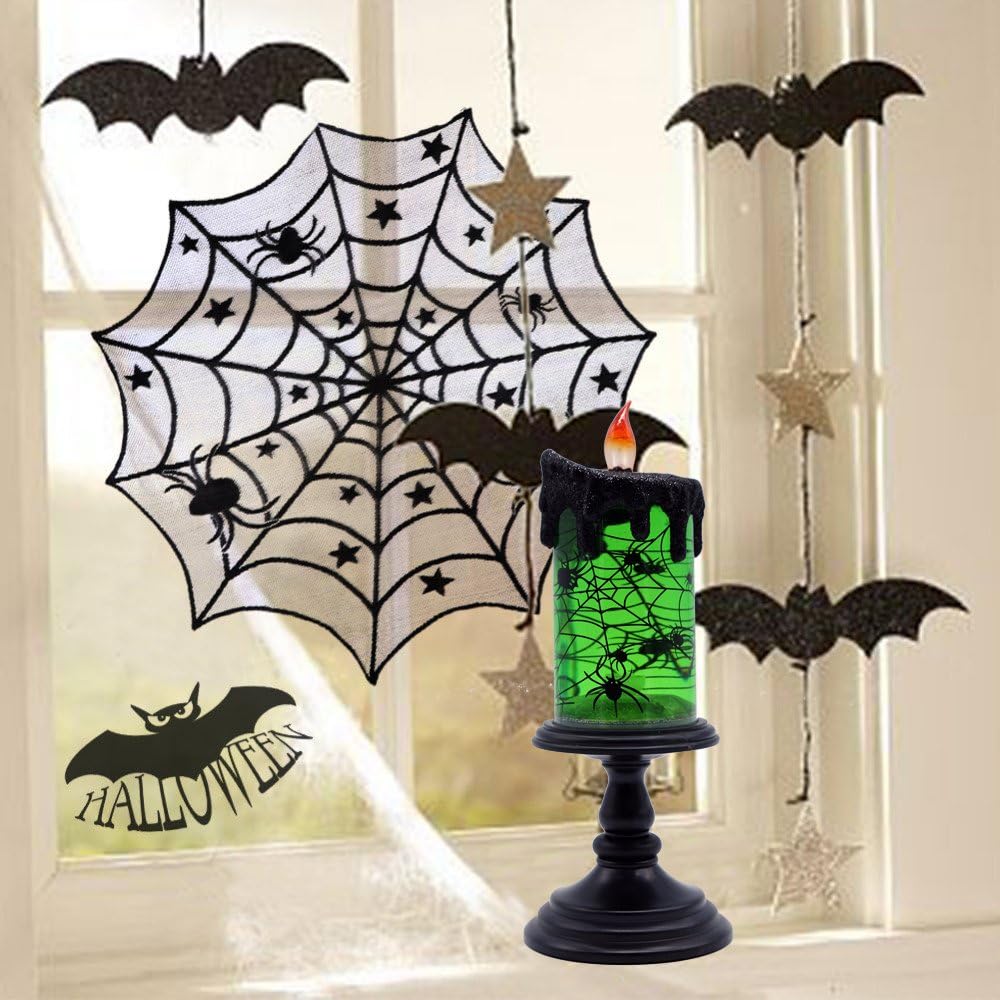Halloween Snow Globe Candle | Spinning Glitter Flameless Candle with Timer
