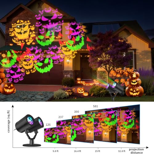 Halloween Projector Light | Dual Head Devil Face Outdoor Projection with Timer