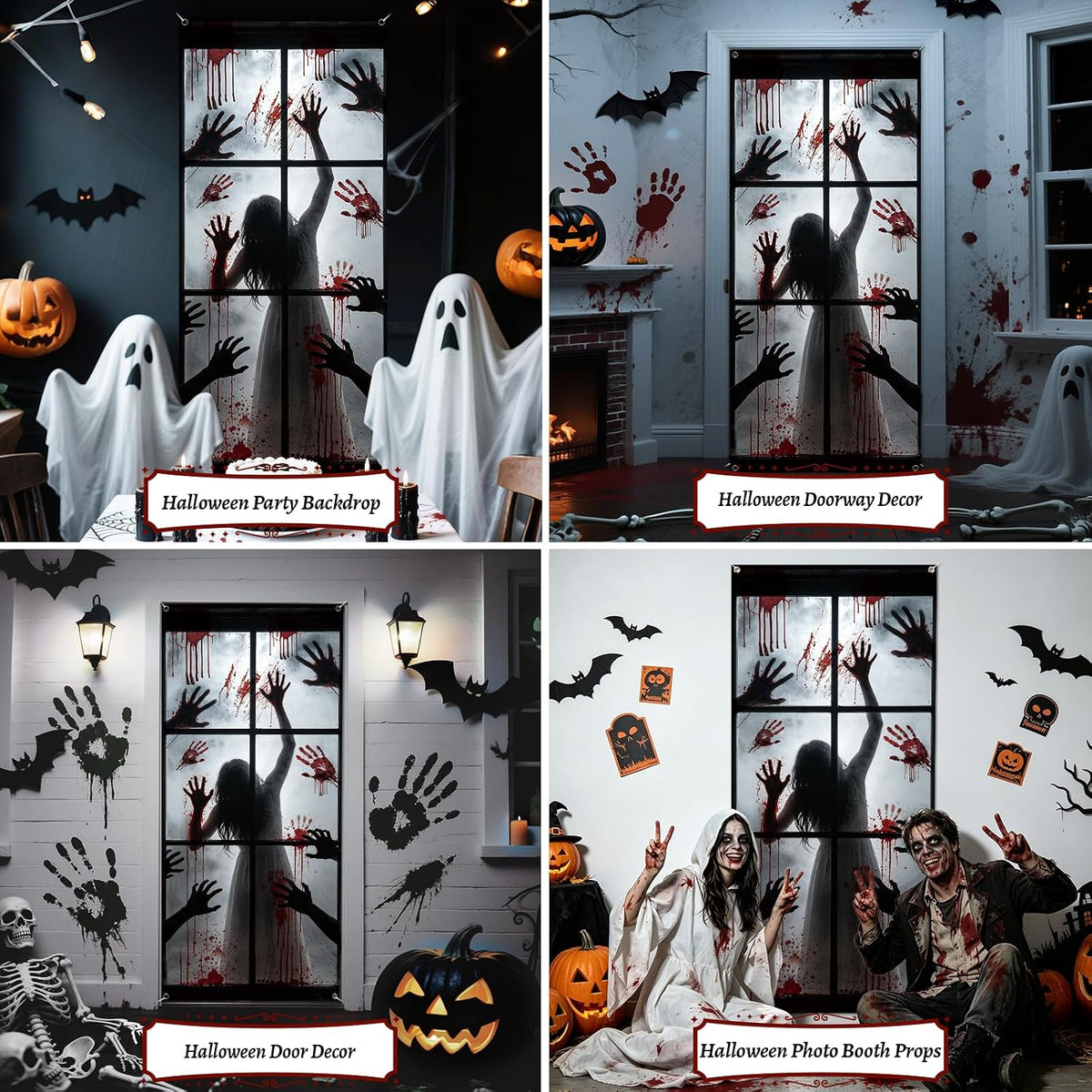 Zombie Hands Halloween Door Cover – 79 x 35 Inch Reusable Banner