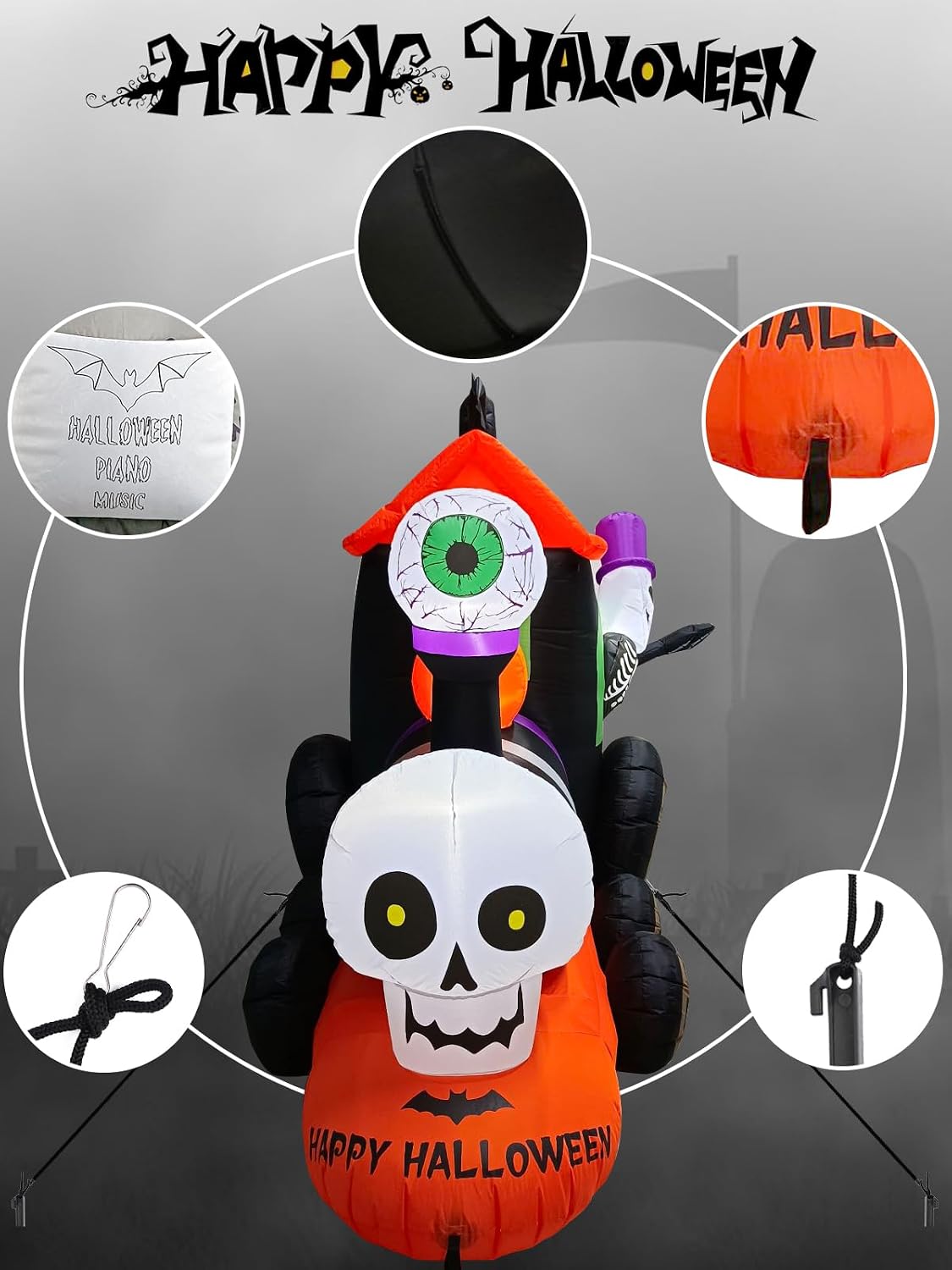 13FT Halloween Inflatable Train | Outdoor Yard Decoration with LED Lights & Sound