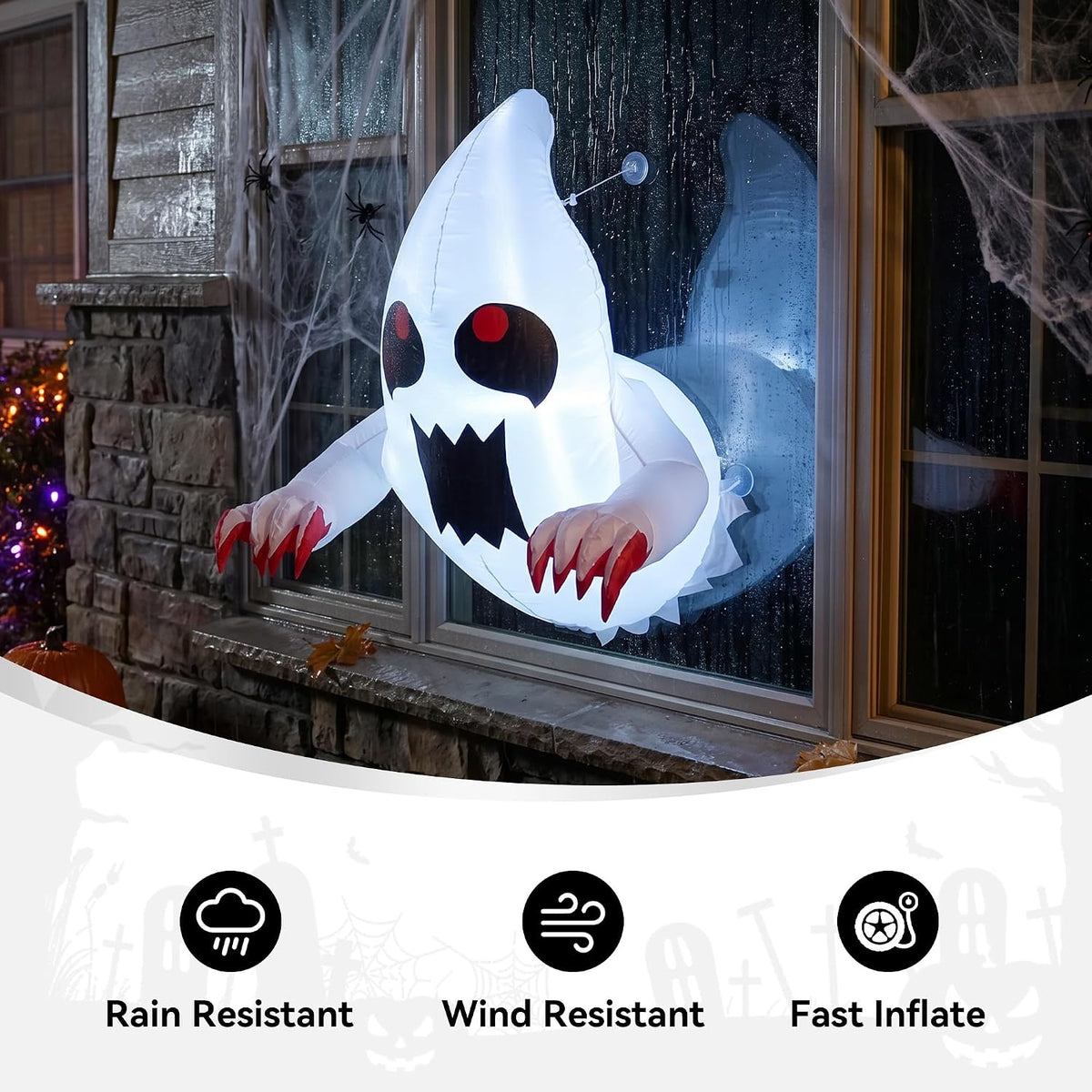 Inflatable Window Ghost | LED Glow Halloween Decoration