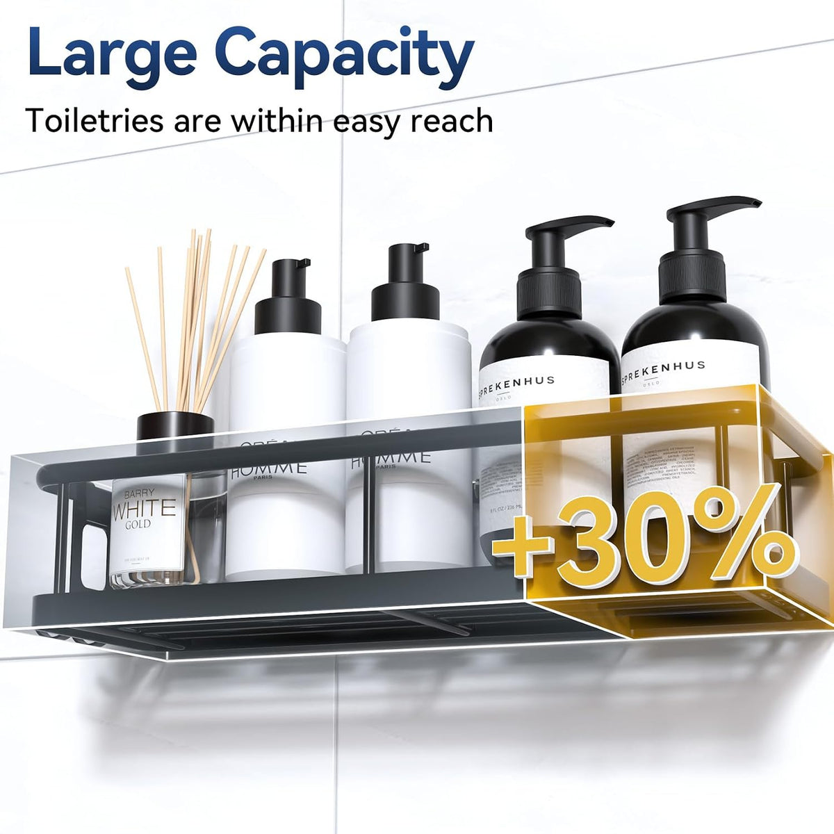 Shower Caddy Shelf Set | Adhesive Wall Mounted Bathroom Organizer, No Drilling