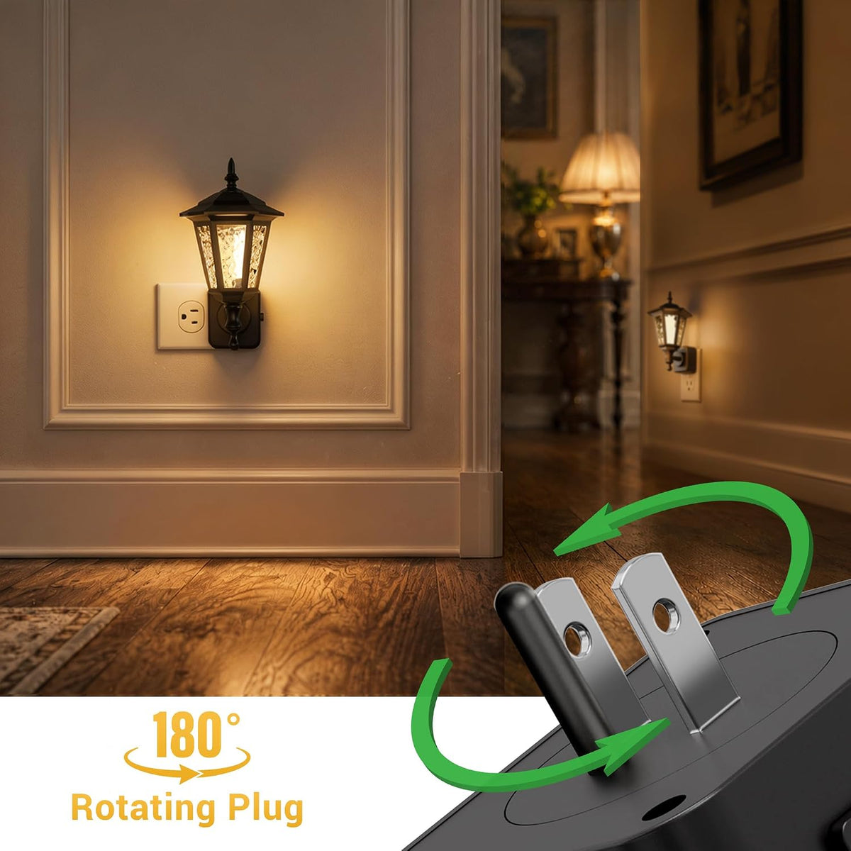 Plug In Wall Sconce Night Light | Dimmable Sensor Light for Hallway & Bedroom