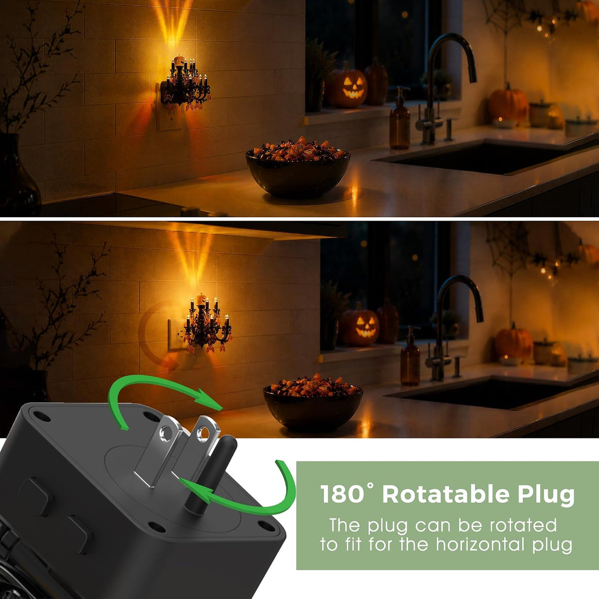 Halloween Pumpkin Night Light | Plug In Flickering Flame Chandelier Light