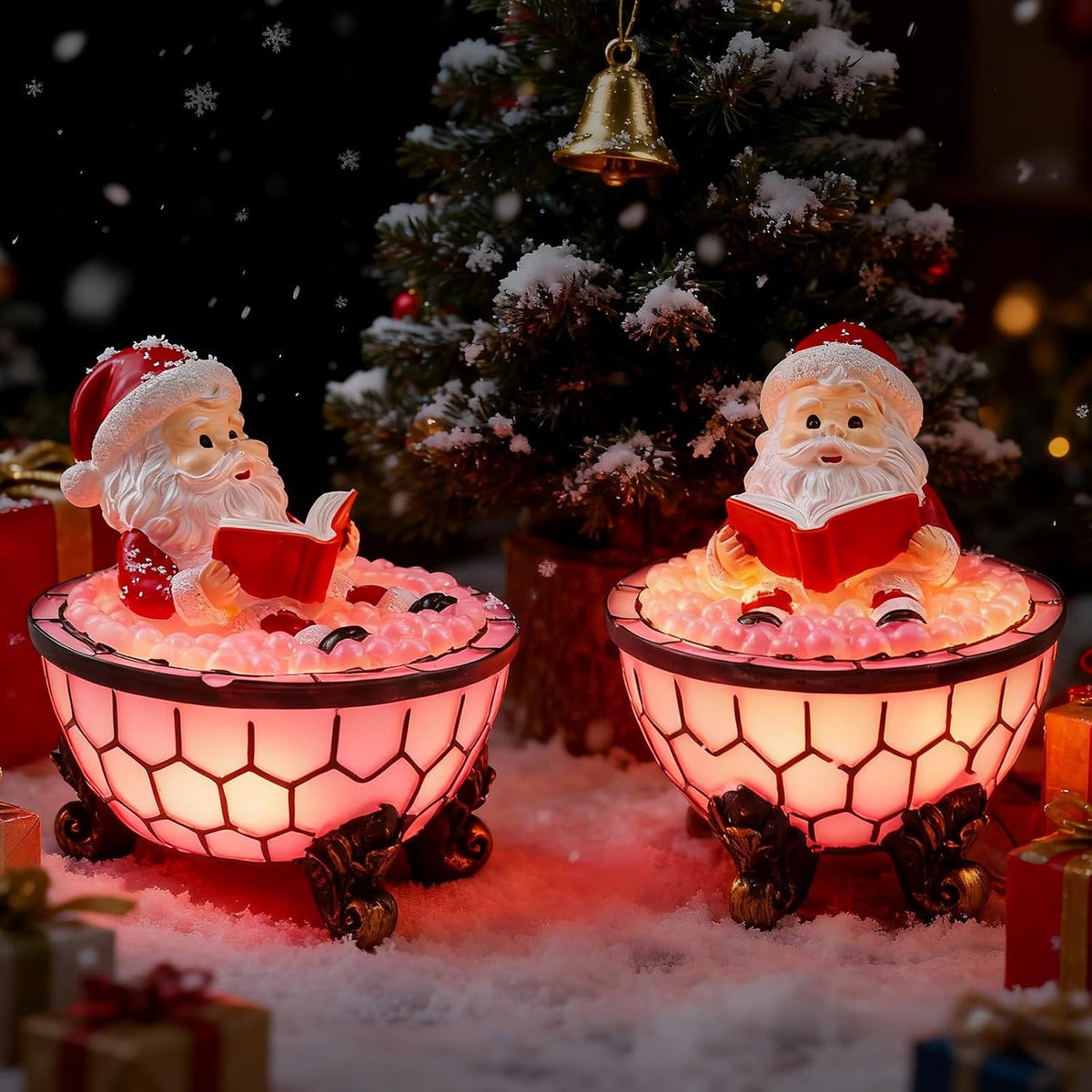 Santa Claus Bubble Bath Lamp | Christmas Reading Figurine Night Light