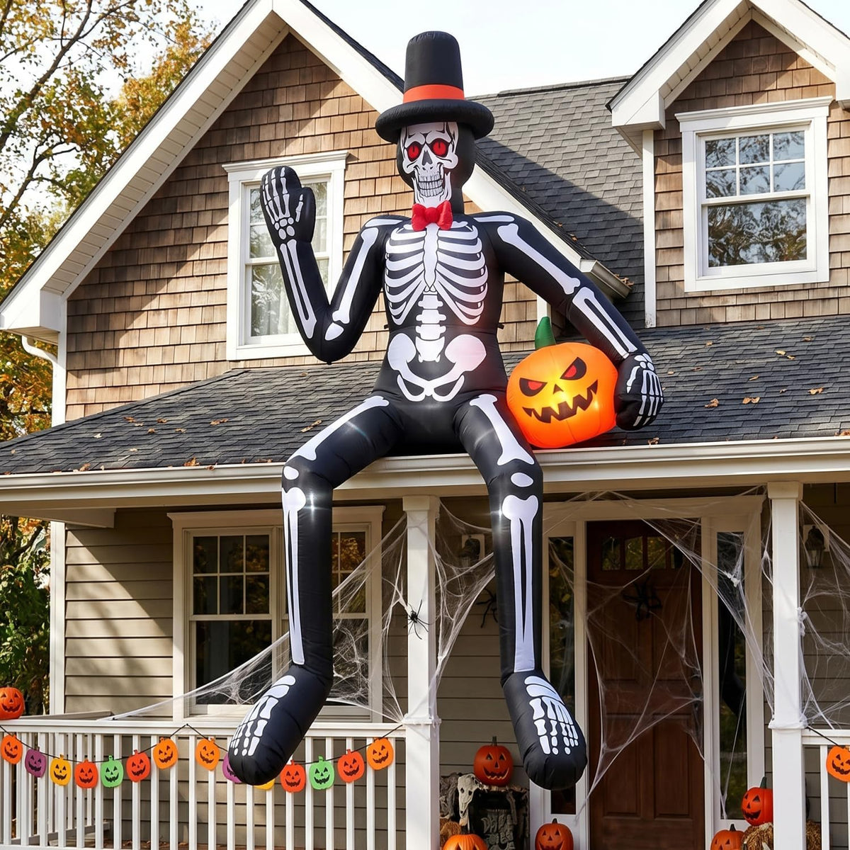 14FT Halloween Inflatable Skeleton | Giant Outdoor Yard Decoration with LED Lights