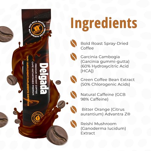Delgada Instant Coffee 30 Sachets | Caramel Flavour with Mushroom Blend