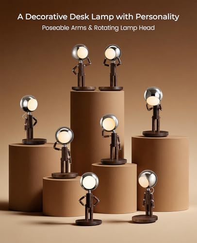 Cordless Moon Table Lamp | Rechargeable Wooden Desk Lamp, Dimmable 3 Color Temps