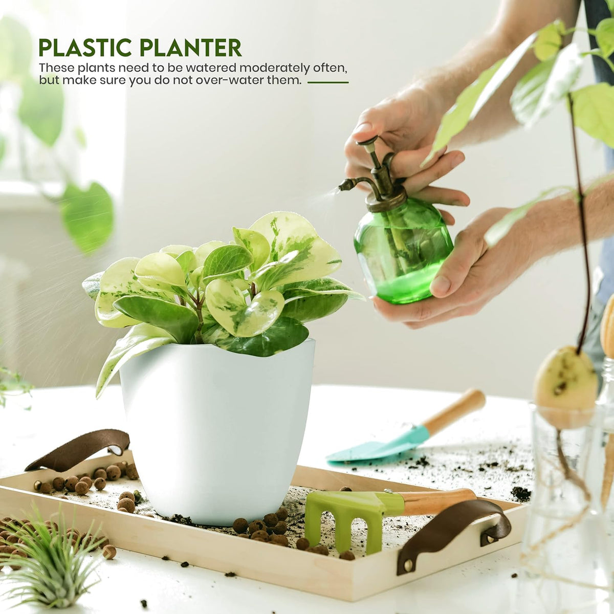 Set of 5 Indoor Plant Pots with Drainage & Saucers – 4.8" to 7"