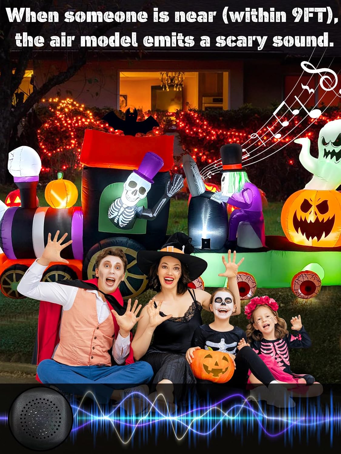 13FT Halloween Inflatable Train | Outdoor Yard Decoration with LED Lights & Sound