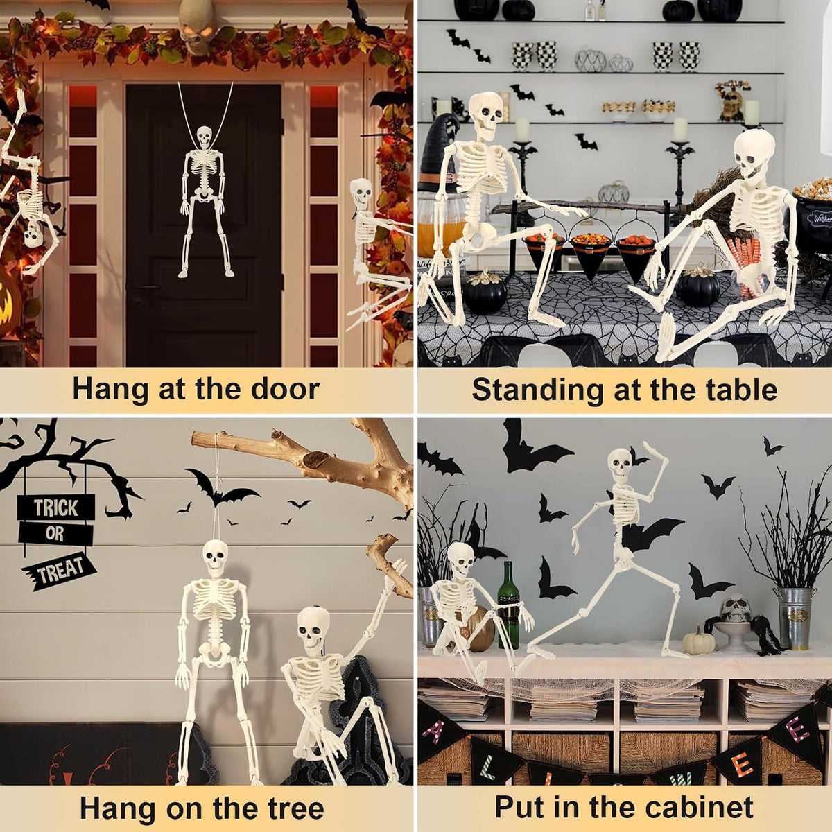 Posable Skeleton Halloween Decorations – 5pc Set, 16 Inch